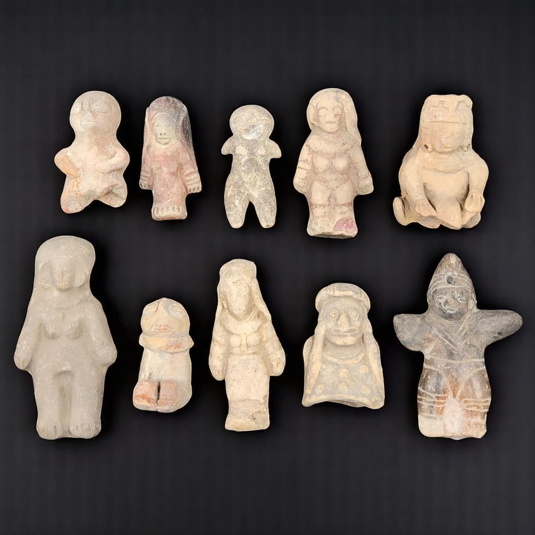 Lot Of 10 Pre-Columbian Miniature Pottery Figural Sculptures (1 of 12)