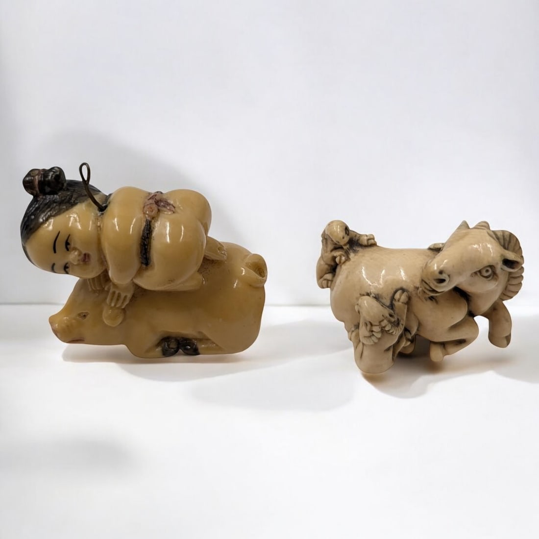 Japanese Style Shunga Sculpture Doll　根付 A Japanese shunga figure around 1900, ivory carved in Germany