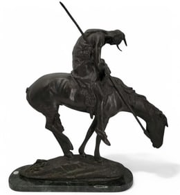 A Very Large Bronze Sculpture, American James Earle Fraser (1876-1953) Bronze "END OF TRAIL"