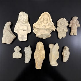 Lot Of 10 Pre-Columbian Miniature Pottery Figural Sculptures