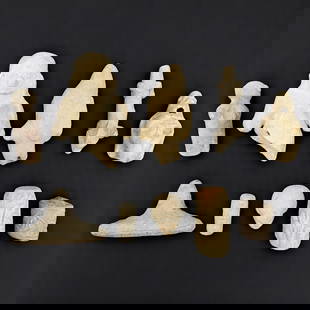 Lot Of 10 Pre-Columbian Miniature Pottery Figural Sculptures: Lot Of 10 Pre-Columbian Miniature Pottery Figural Sculptures. There is one fragmented piece. Please see images. Please copy and paste the URL link below to review our Terms and Conditions for