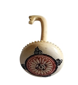Antique Thing ( HAHA ) Carved And Polychrome Maybe A Button Or Earpick