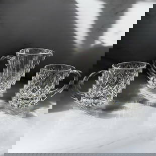 Vintage Waterford Crystal Water Pitcher And A Pair Of Brierley Cut Glass Beer Mugs: Vintage Waterford Crystal Water Pitcher And A Pair Of Brierley Cut Glass Beer Mugs. Measures approx. 6 1/4" X 7 1/2" and 5" X 6". Please copy and paste the URL link below to review our Term
