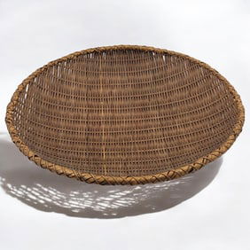 An Antique Japanese Kyoto-Osaka Woven Bamboo Strainer/Basket Tray For Serving Noodles