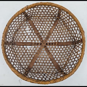 Antique Japanese Woven Bamboo Food Presentation Basket, Used For Ceremonies And Weddings