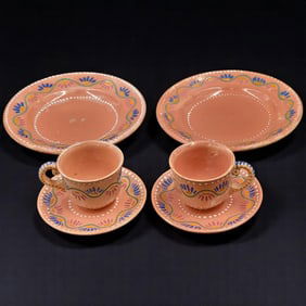 QUIMPER Faience Henriot Hand Painted French Pottery Set, 6 Pieces