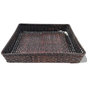 Antique Japanese Woven Bamboo Storage Basket