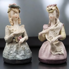 Pair Of Vintage CORDEY American Porcelain Ladies