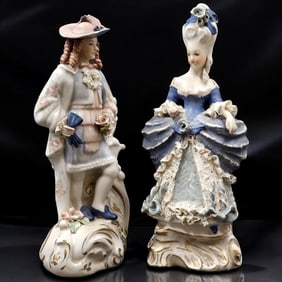 A Pair Of Vintage CORDEY Porcelain Male & Female Figurines