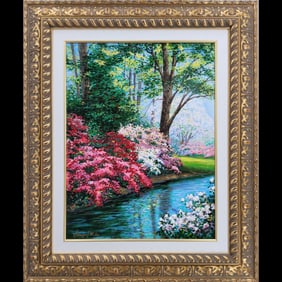 Schaefer Miles Signed Hand Embellished Serigraph On Canvas "Spring Delight" With COA
