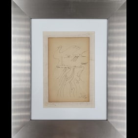 French Cuban-Wifredo Oscar de la Concepcion Lam 1902-1982 Ink On Paper Signed & Dated