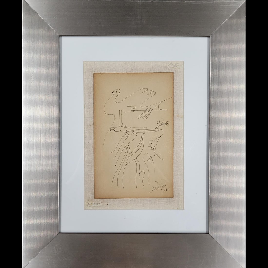 French Cuban-Wifredo Oscar de la Concepcion Lam 1902-1982 Ink On Paper Signed & Dated: French Cuban-Wifredo Oscar de la Concepcion Lam 1902-1982 Ink On Paper Signed & Dated 1952. Measure 6 3/4" X 4 1/4". Provenance: Private Estate Florida. Please copy and paste the URL link b