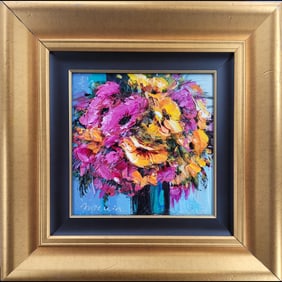 Michael Milkin Signed Acrylic On Canvas "Delightful Boquet" With COA