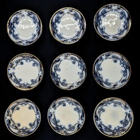 Lot Of 9 English Royal Staffordshire Pottery Iris Pattern Butter Pats