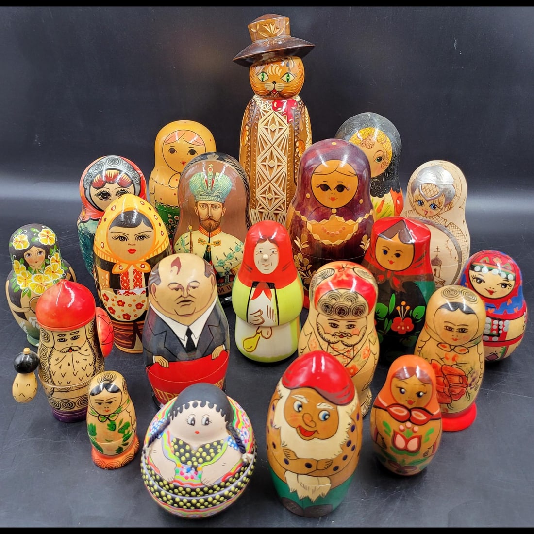 An Assorted Lot Of Hand Painted Russian Nesting Dolls, 20 Pieces (1 of 11)