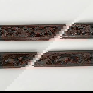 Pair Of Chinese Carved Wood Architectural Pieces, Maybe Paneling: *RE-LISTED DUE TO BUYER FORFEITING THE ITEM*** Pair Of Chinese Carved Wood Architectural Pieces, Maybe Paneling. Measures approx. 3" to 16" each. Please copy and paste the URL link below to