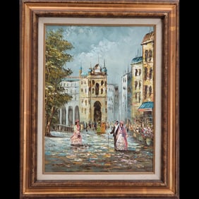 A Vintage Impressionist Style Oil On Canvas Landscape Painting, Artist Signed