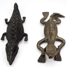 Pair Of African Ashanti Brass Reptilian Counterweights Used For Weighing Gold