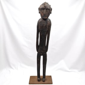 Tall African Tribal Carved Wood Female Standing Figure
