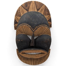 Large African Luvale Tribe "Sunahanhu" Carved Mungango (African Baobab) Wood Mask
