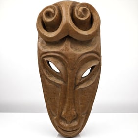 Large African Contemporary Art Hand Carved Wooden Antelope Mask
