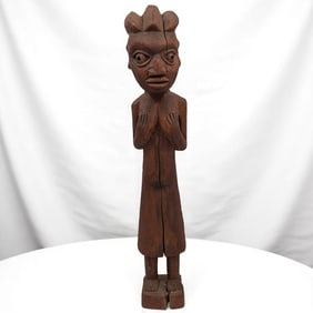 Nigerian Tribal Carved Wood Female Figure