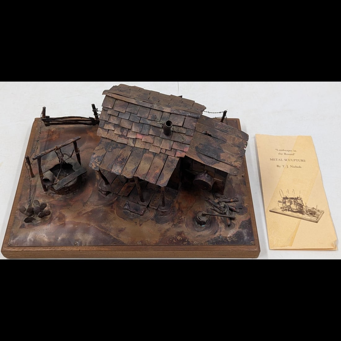 Large Texas Artist T.J. Nichols Copper Sculpture Of A Ranch House (1 of 12)
