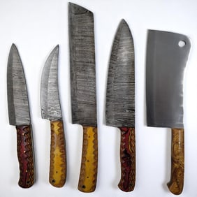 5Pc Hand Made Damascus Steel Kitchen Knives