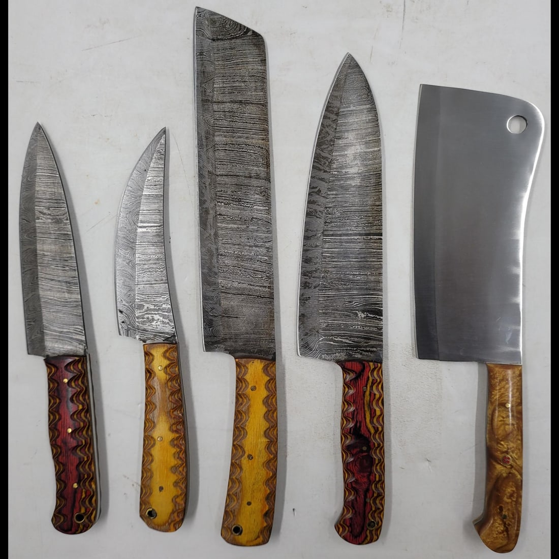 5Pc Hand Made Damascus Steel Kitchen Knives (1 of 12)