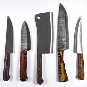 5Pc Hand Made Damascus Steel Kitchen Knives