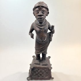 An Old African Nigerian Benin Copper Figure Depicting A Messenger