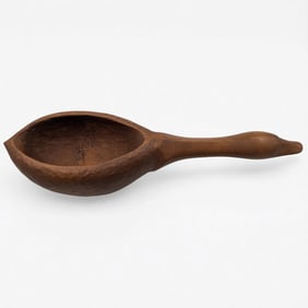 Large Vintage Carved Wood Duck/Goose Ladle, Possibly Native American
