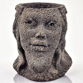 Mid-Century Hawaiian Volcanic Rock / Pumice Female Bust Pot
