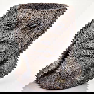 Mid-Century Hawaiian Volcanic Rock / Pumice Female Bust Pot: Mid-Century Hawaiian Volcanic Rock / Pumice Female Bust Pot. Measures approx. 5 1/2" X 5". Please copy and paste the URL link below to review our Terms and Conditions for bidding, payment,