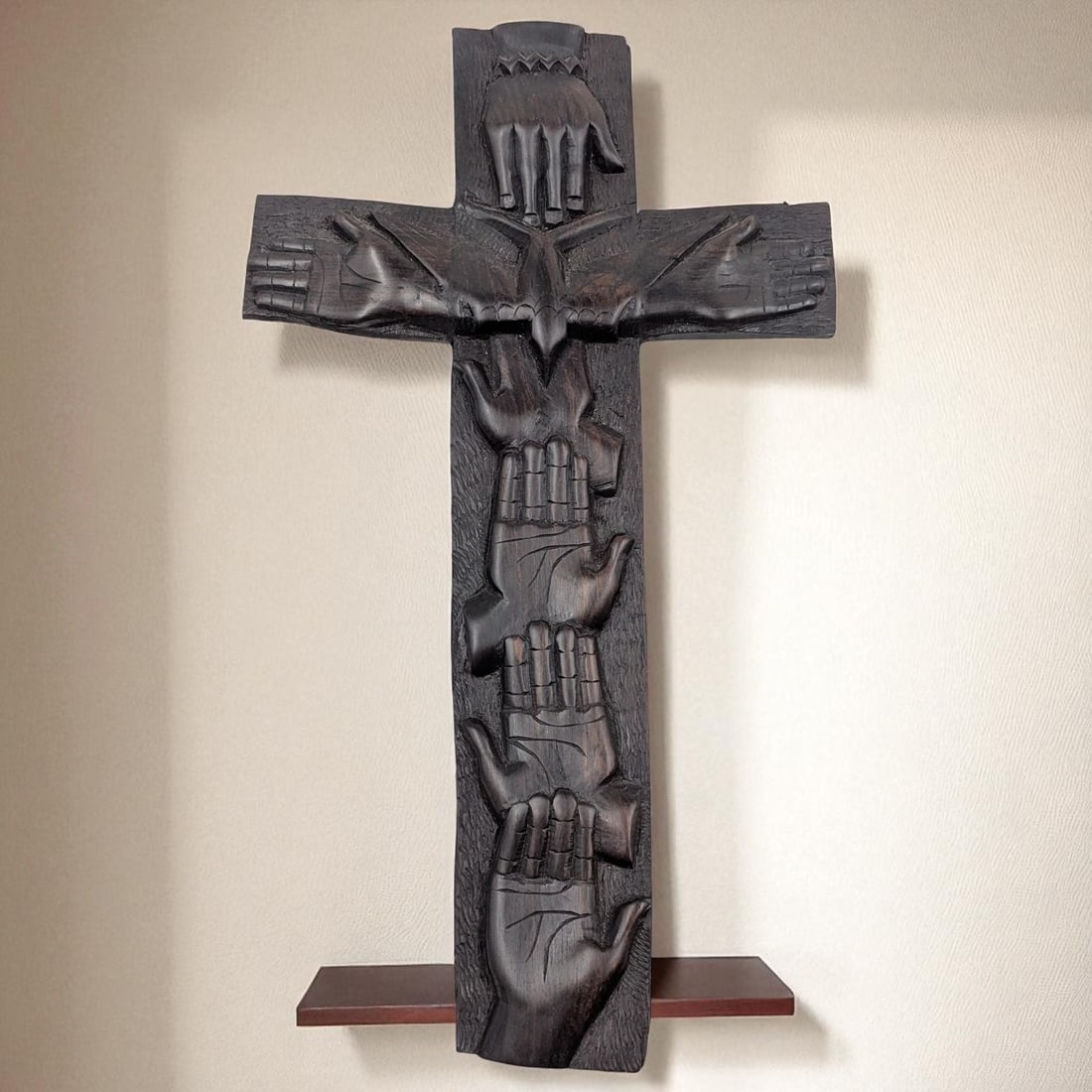 Vintage Carved Ironwood Cross, Possibly Of African Origin: Vintage Carved Ironwood Cross, Possibly Of African Origin. Measures approx. 13 1/2" X 8". Please copy and paste the URL link below to review our Terms and Conditions for bidding, payment,