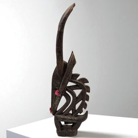 A Fine African Bamana Chiwara Antelope Headress With Metal Detailing