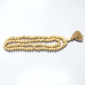 A Fine Tibetan Carved Bone Mala Necklace, Approx. 110 Beads