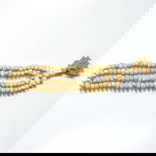 A Fine Tibetan Carved Bone Mala Necklace, Approx. 110 Beads: ***DUE TO THIS LOT BEING JEWELRY IT MUST BE PAID VIA BANK WIRE TRANSFER OR CERTIFIED CHECK*** A Fine Tibetan Carved Bone Mala Necklace, Approx. 110 Beads. Measures approx. 16 1/2" long clasped. 