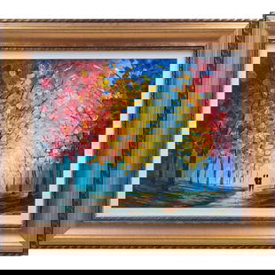 Slava Ilyayev (Israeli, b. 1970) Signed & Numbered Serigraph W/ COA, "Lovers" 170/210: Slava Ilyayev (Israeli, b. 1970) Signed & Numbered Serigraph W/ COA, "Lovers" 170/210. Certificate of Authenticity is included. Serigraph in color with hand embellishment on wood. Measures approximate
