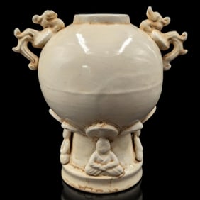 Chinese Song Style Ding Kiln Figural Porcelain Vase