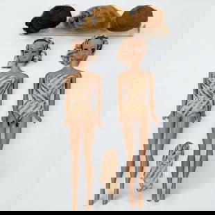 Pair Of Vintage 1960s Mattel Fashion Queen Barbie Dolls With Extra Wigs And Outfit, NO BOX: Pair Of Vintage 1960s Mattel Fashion Queen Barbie Dolls With Extra Wigs And Outfit, NO BOX. Includes: Original Outfits And Headwraps, Three Additional Wigs, And One Extra Swimsuit. PLEASE NOTE, there