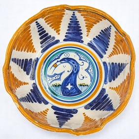 An Antique Spanish Manises Tin-Glazed Earthenware Bowl With Mark