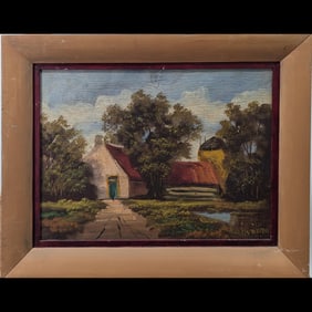 Pair Of Signed Dutch H. Wester Oil On Board Landscape Paintings, Mid 19th Century