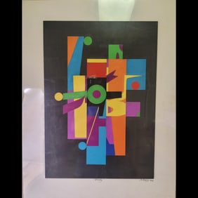 American Jon Henry 1916-90 Collage Mixed Media Titled "Woody" Dated 1966