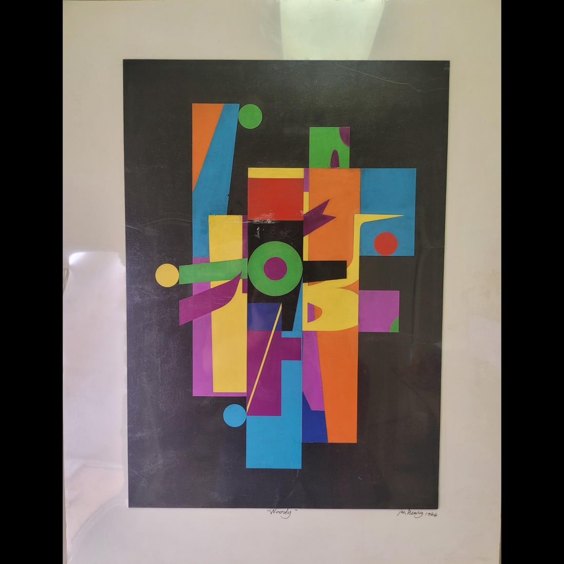 American Jon Henry 1916-90 Collage Mixed Media Titled "Woody" Dated 1966 (1 of 8)