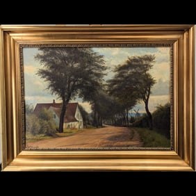 Signed Emil Wennerwald (Danish 1859-1934) Oil On Canvas Landscape Painting