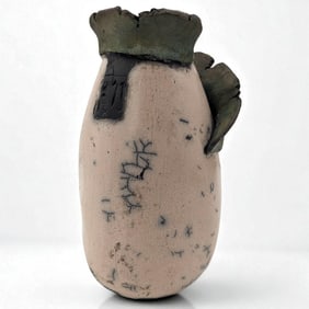 An Interesting Vintage Raku Pottery Vase With Impressed Mark, Unknown Artist