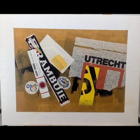 American Jon Henry 1916-90 Mixed Media Abstract Painting Titled "Drambuie" , 1981