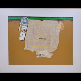 American Jon Henry 1916-90 Collage Mixed Media Painting Titled "Elegantes" Dated 1981