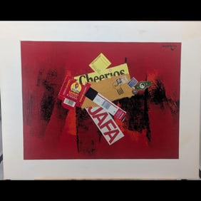 American Jon Henry 1916-90 Mixed Media Abstract Painting Titled "Cheerios" , 1981